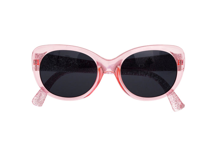 LITTLE QUEEN - Small Kids Cat Eye/Oval Pink Glitter Fashion Sunglasses 3-8Y - Harper and Harley